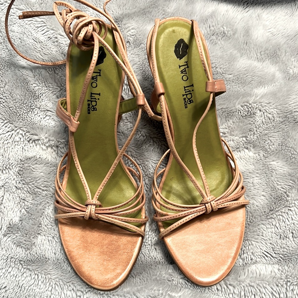 Two Lips wedge leather sandals size 8